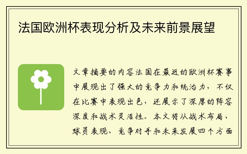 法国欧洲杯表现分析及未来前景展望